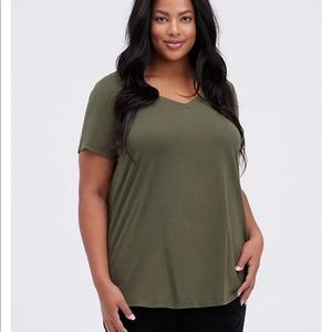 Torrid olive green v-neck tee